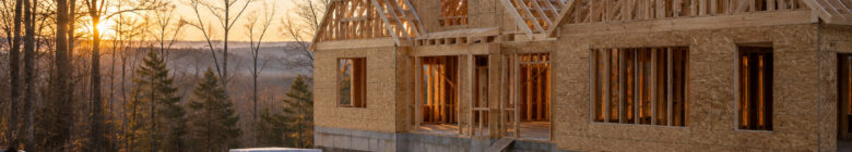Building a house in winter on a custom home site in Central Virginia.